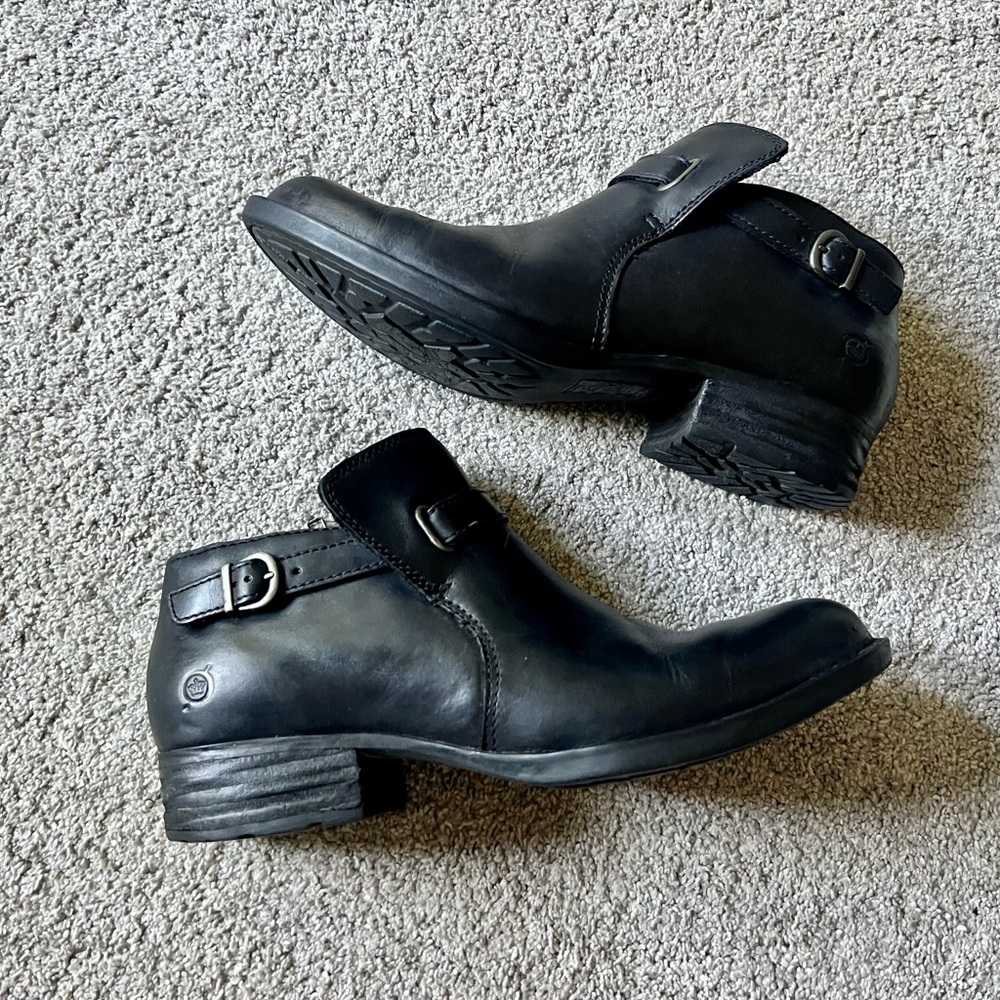Born Black Leather Ankle Booties